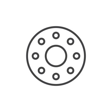 Tekerlek satırı simgesi, haddeleme anahat vektör işareti, üzerinde beyaz izole doğrusal stil piktogram. Taşıyan sembolü, logo illüstrasyon. Düzenlenebilir kontur