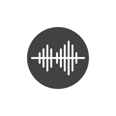 Soundwave simge vektör, düz işareti, üzerinde beyaz izole katı piktogram dolu. Ses ses dalgası sembolü, logo illüstrasyon.