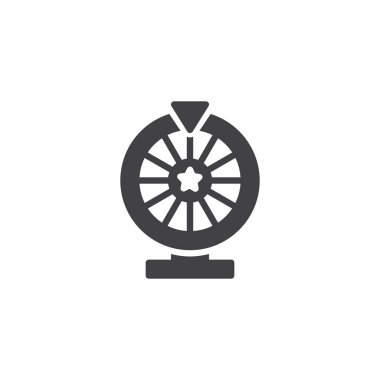 Piyango simge vektör, düz işareti, üzerinde beyaz izole katı piktogram dolu. Casino rulet sembolü, logo illüstrasyon.