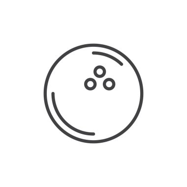 Bovling topu satırı simgesi, Anahat vektör işareti, üzerinde beyaz izole doğrusal stil piktogram. Sembol, logo illüstrasyon. Düzenlenebilir kontur