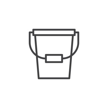 Kova anahat simgesi. Mobil kavramı ve web tasarım için doğrusal stili işaret. Kova basit çizgi vektör simgesi. Sembol, logo illüstrasyon. Piksel mükemmel vektör grafikleri