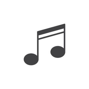 Müzik notu simge vektör, düz işareti, üzerinde beyaz izole katı piktogram dolu. Müzik notlar sembolü, logo illüstrasyon.