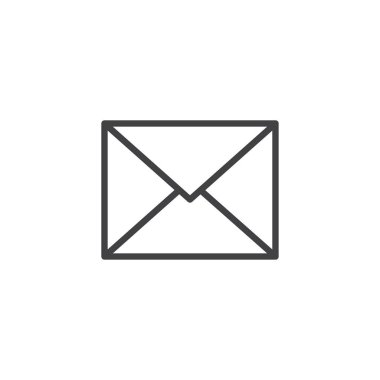 Posta zarf satırı simgesi, vektör işareti, anahat üzerinde beyaz izole doğrusal stil piktogram. İleti simgesi, logo illüstrasyon. Düzenlenebilir kontur