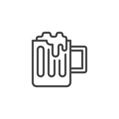 Bira kupa anahat simgesi. Mobil kavramı ve web tasarım için doğrusal stili işaret. Bir bardak bira basit çizgi vektör simgesi. Sembol, logo illüstrasyon. Piksel mükemmel vektör grafikleri
