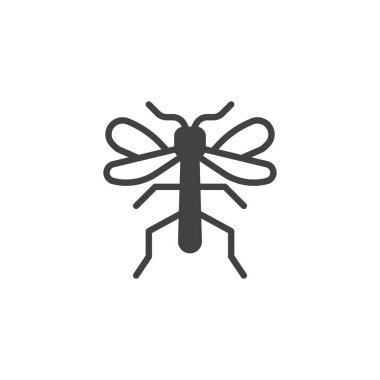 Sivrisinek böcek simge vektör, düz işareti, üzerinde beyaz izole katı piktogram dolu. Sembol, logo illüstrasyon.