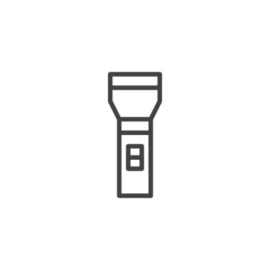 El feneri anahat simgesi. Mobil kavramı ve web tasarım için doğrusal stili işaret. Pocket torch basit çizgi vektör simgesi. Sembol, logo illüstrasyon. Piksel mükemmel vektör grafikleri