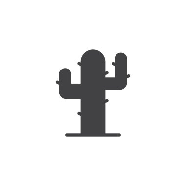 Kaktüs, çöl bitki simge vektör, düz işareti, üzerinde beyaz izole katı piktogram dolu. Saguaro kaktüs sembolü, logo illüstrasyon.