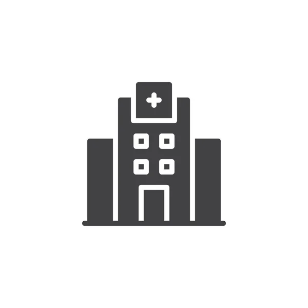 Hastane Simge Vektör Düz Işareti Üzerinde Beyaz Izole Katı Piktogram — Stok Vektör