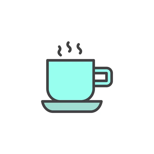 Φλιτζάνι Καυτό Τσάι Γεμάτο Εικονίδιο Διάρθρωσης Σημάδι Διάνυσμα Γραμμή Γραμμική — Διανυσματικό Αρχείο