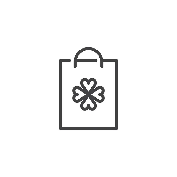 Bolsa Compras Con Trébol Icono Contorno Signo Estilo Lineal Para — Vector de stock