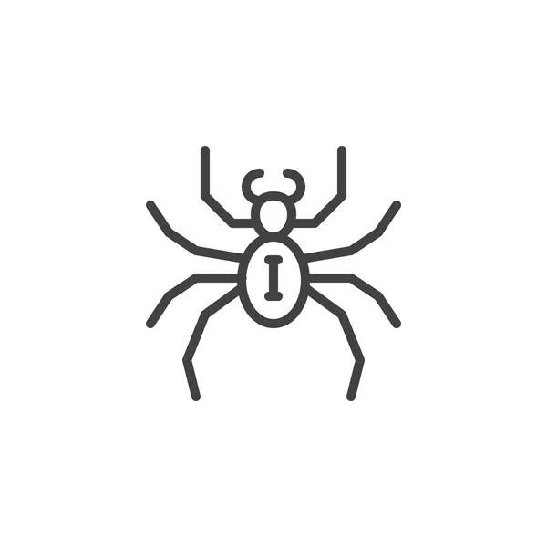 Spinnenlinien Symbol Umrissvektorzeichen Lineares Piktogramm Auf Weiß Isoliert Symbol Logoabbildung — Stockvektor