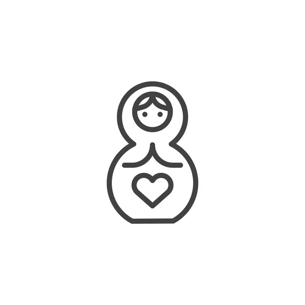 マトリョーシカのアウトラインのアイコン 携帯電話の概念と Web デザインの直線的なスタイルの標識です ロシアの母人形シンプル ラインのベクトルのアイコン シンボル ロゴの図 — ストックベクタ
