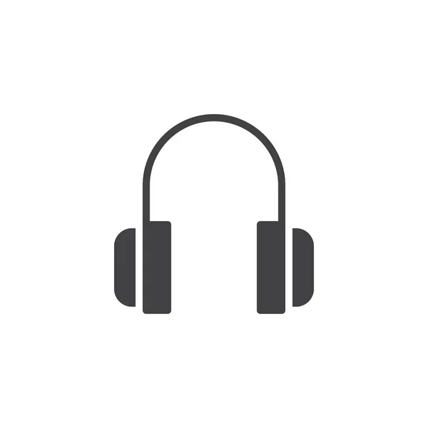 Kulaklık Simge Vektör Düz Işareti Üzerinde Beyaz Izole Katı Piktogram — Stok Vektör