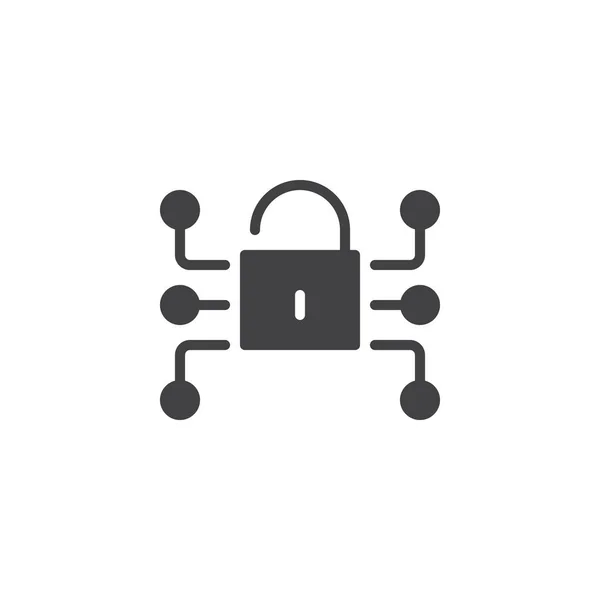 Lock Media Netwerk Gegevens Bescherming Pictogram Vector Gevulde Plat Bord — Stockvector