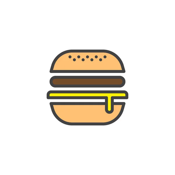 Заполненный Гамбургером Значок Контура Знак Вектора Линии Линейная Красочная Пиктограмма — стоковый вектор