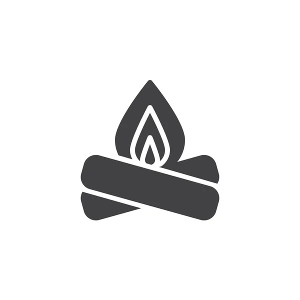 营火图标向量 填装的平的标志 在白色查出的固体象形图 火火焰 篝火标志 标志例证 — 图库矢量图片