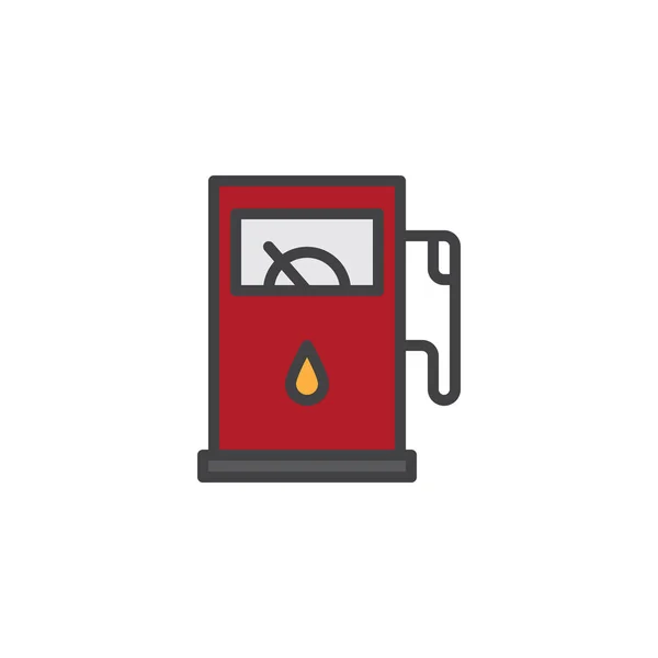 Posto Gasolina Preenchido Ícone Contorno Sinal Vetor Linha Pictograma Colorido — Vetor de Stock