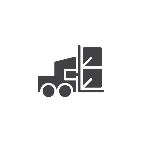 Forklift Truck Lifted Cardboard Boxes Icon Vector Filled Flat Sign — Stock Vector