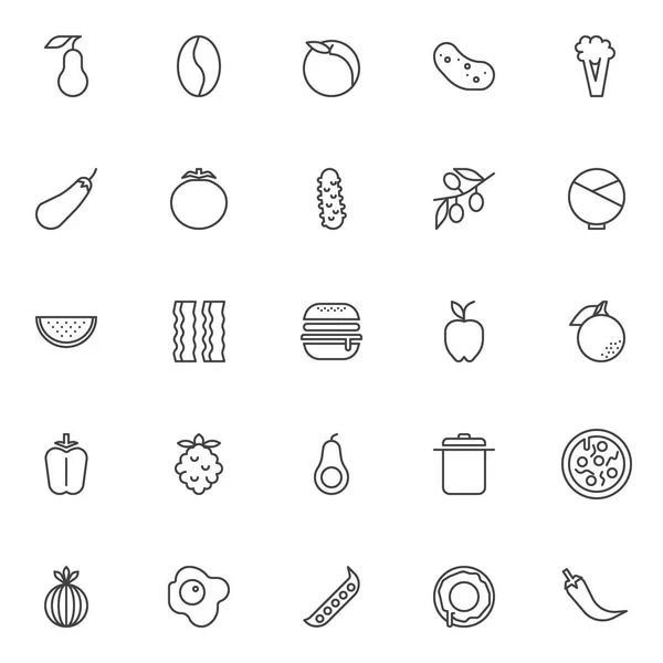 Set Icone Del Profilo Nutrizionale Alimentare Collezione Simboli Stile Lineare — Vettoriale Stock