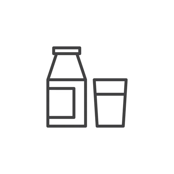 牛乳瓶とガラス線アイコン ベクトル記号の概要線形スタイル ピクトグラム白で隔離 シンボル ロゴの図 編集可能なストローク — ストックベクタ