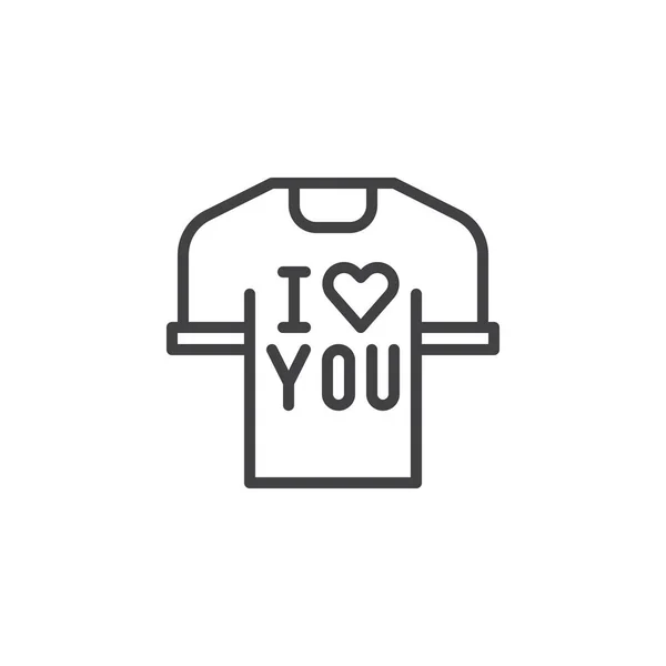 Shirt Love You Text Line Icon Outline Vector Sign Linear - Stok Vektor