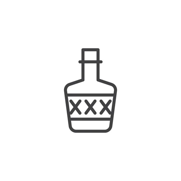 Whisky Flaska Ikon Disposition Vector Tecken Linjär Stil Piktogram Isolerade — Stock vektor