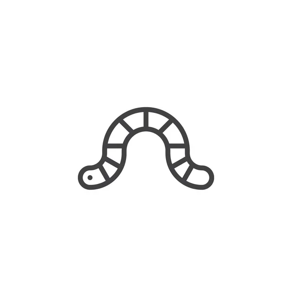 ワームの概要アイコン 携帯電話の概念と Web デザインの直線的なスタイルの標識です ミミズのシンプルなラインのベクトルのアイコン キャタピラー記号 ロゴの図 ピクセル完璧なベクトル グラフィック — ストックベクタ