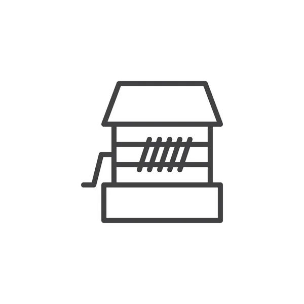 Иконка Линии Колодца Контур Векторного Знака Пиктограмма Линейного Стиля Выделенная — стоковый вектор