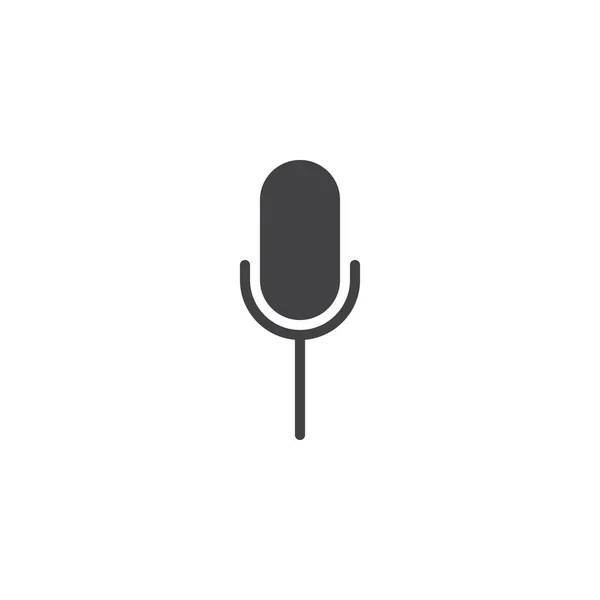 Mikrofon Simge Vektör Düz Işareti Üzerinde Beyaz Izole Katı Piktogram — Stok Vektör