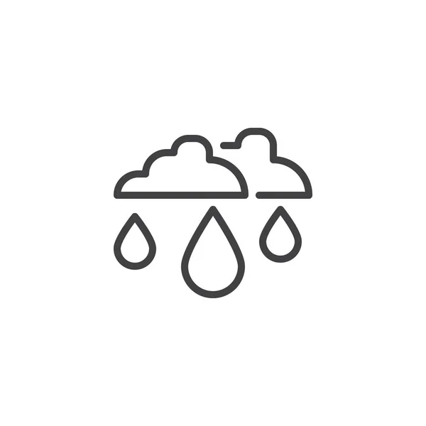 Daling Van Regen Wolken Omtrek Pictogram Lineaire Stijl Teken Voor — Stockvector