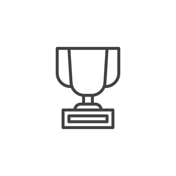 トロフィー概要アイコン 携帯電話の概念と Web デザインの直線的なスタイルの標識です チャンピオンズ カップ シンプル ラインのベクトルのアイコン シンボル ロゴの図 — ストックベクタ