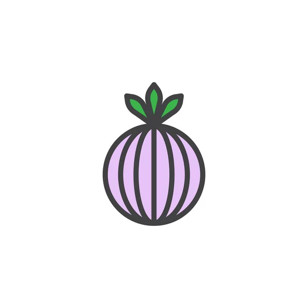 Icono Contorno Lleno Vegetales Cebolla Signo Vector Línea Pictograma Lineal — Vector de stock