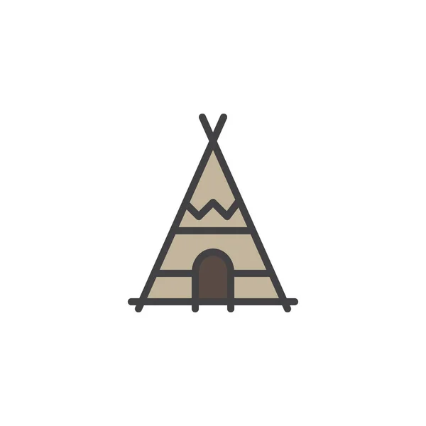 Icône Contour Remplie Tipi Indien Signe Vectoriel Ligne Pictogramme Coloré — Image vectorielle