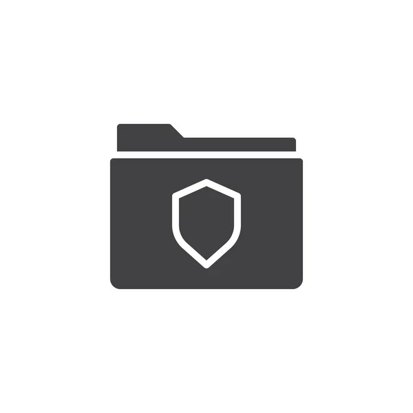 文件夹保护图标向量 填充平面符号 在白色上隔离的固体象形图 文件夹与安全的盾牌标志 标志例证 — 图库矢量图片