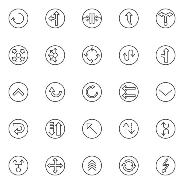 Arrows Variety Outline Icons Set Linear Style Symbols Collection Line — Stock Vector