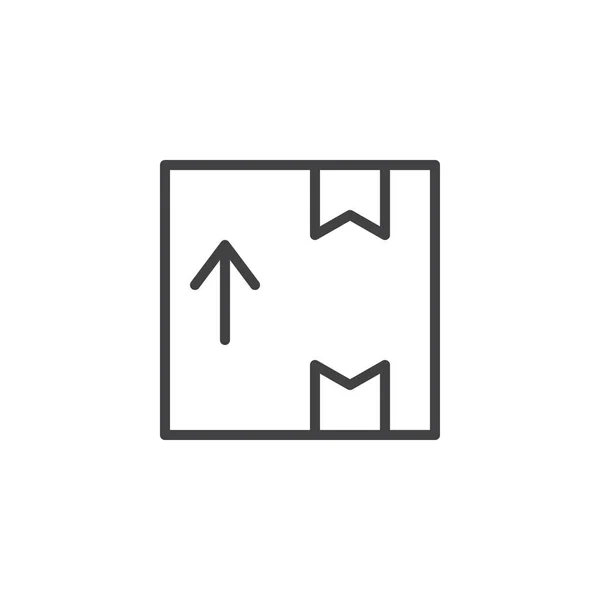 框交付包装线图标 轮廓矢量符号 线性样式象形图隔离在白色上 侧向上箭头符号 徽标插图 可编辑笔画 — 图库矢量图片