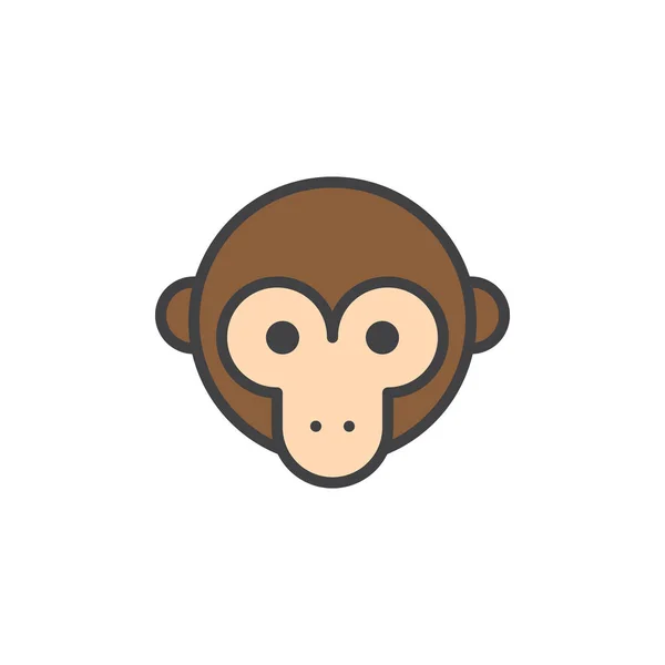 Ícone Contorno Cheio Cabeça Macaco Sinal Vetor Linha Pictograma Colorido — Vetor de Stock