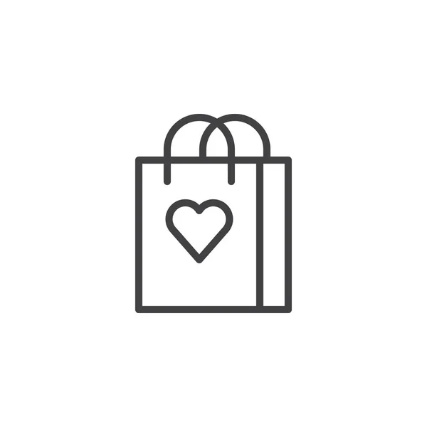 Shopping Bag Heart Line Icon Outline Vector Sign Linear Style — Stock Vector