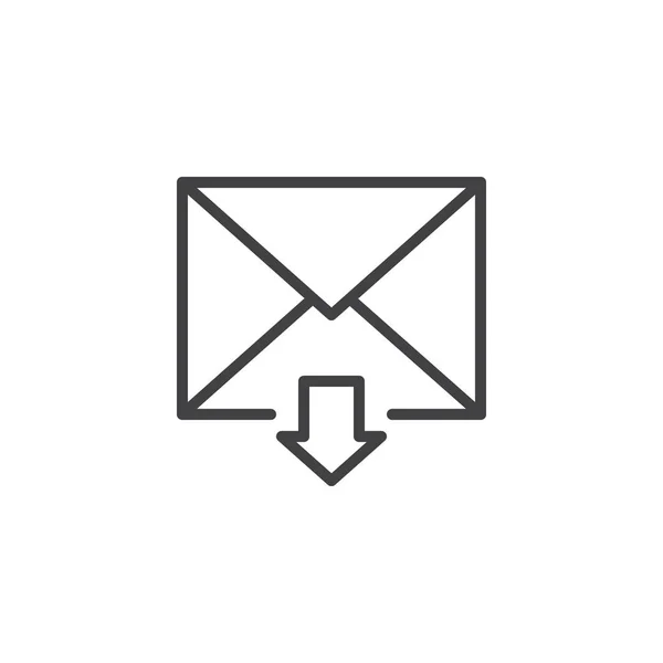 着信メール行 アイコン アウトライン ベクトル記号 直線的なスタイルのピクトグラムが白で隔離 受信トレイのメッセージの記号 ロゴの図 編集可能なストローク — ストックベクタ