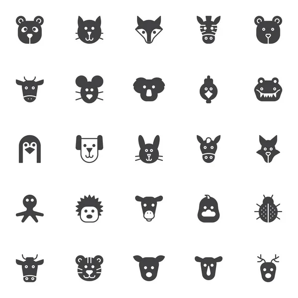 Animals Vector Icons Set Modern Solid Symbol Collection Filled Style — Stock Vector