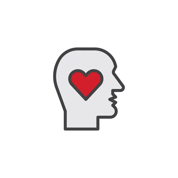 Human Head Heart Filled Outline Icon Line Vector Sign Linear — Stock Vector