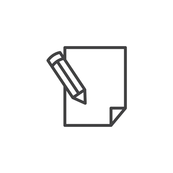 Crayon Écrit Sur Papier Feuille Ligne Icône Contour Signe Vectoriel — Image vectorielle