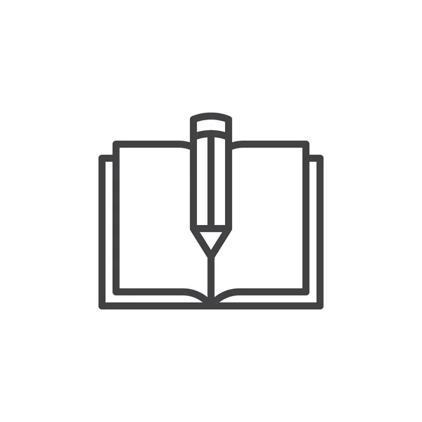 Текстовая Книга Значок Линии Пера Очертания Векторного Знака Пиктограмма Линейного — стоковый вектор