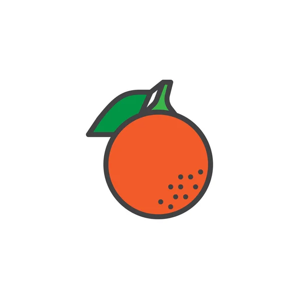 Ícone Contorno Cheio Frutas Laranja Sinal Vetor Linha Pictograma Colorido — Vetor de Stock