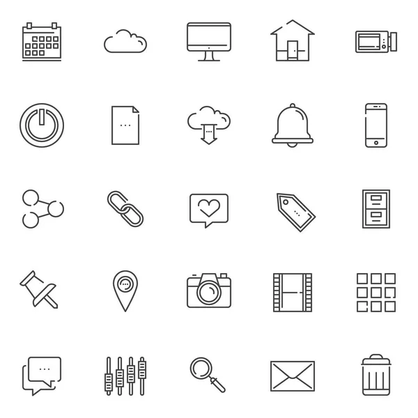 Essentials Outline Icons Set Linear Style Symbols Collection Line Signs — Stock Vector