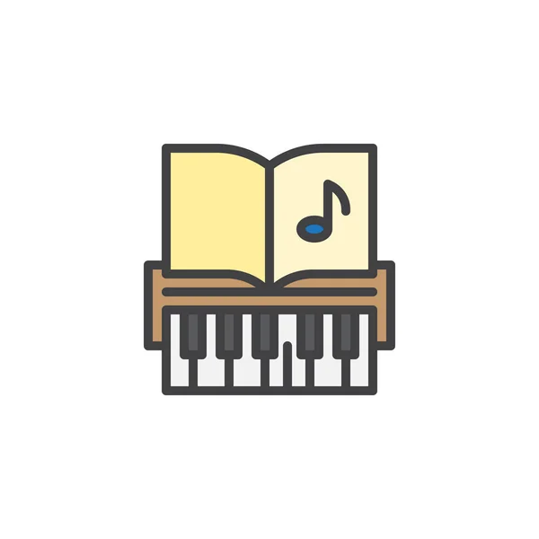 Piano Keys Music Notes Filled Outline Icon Line Vector Sign — Stock Vector