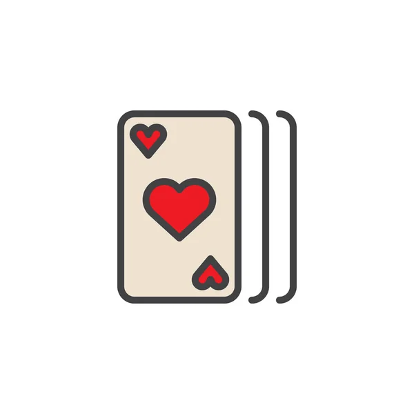 Κάρτες Παιχνιδιού Γεμάτο Εικονίδιο Διάρθρωσης Σημάδι Διάνυσμα Γραμμή Γραμμική Πολύχρωμο — Διανυσματικό Αρχείο
