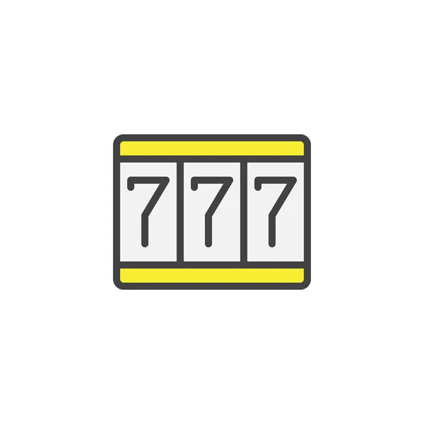 Ikona Wypełnione Konspektu Fortune 777 Linia Wektor Znak Liniowe Piktogram — Wektor stockowy