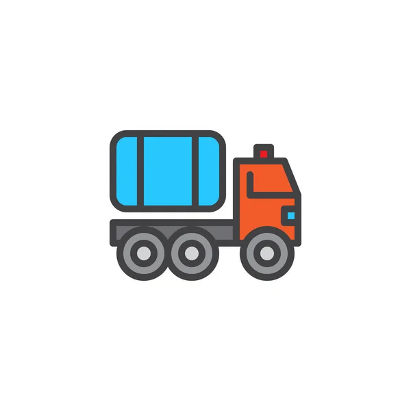 Φωτιά Φορτηγό Γεμάτο Διάρθρωσης Εικονίδιο Σημάδι Διάνυσμα Γραμμή Γραμμική Πολύχρωμο — Διανυσματικό Αρχείο