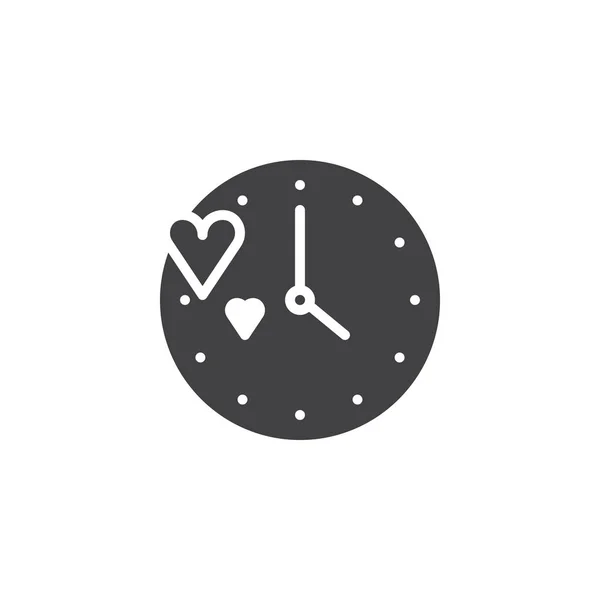 Uhr Mit Liebesherzen Icon Vektor Gefülltes Flaches Schild Massives Piktogramm — Stockvektor
